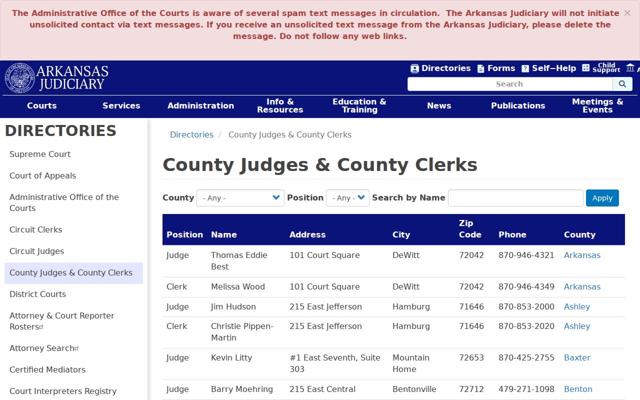 Montgomery County bench warrant Circuit and County Clerk directory