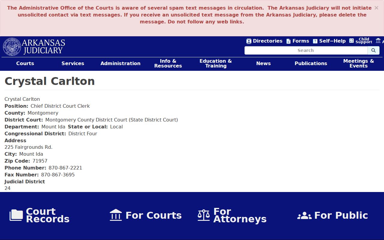Montgomery County bench warrant District Clerk listing